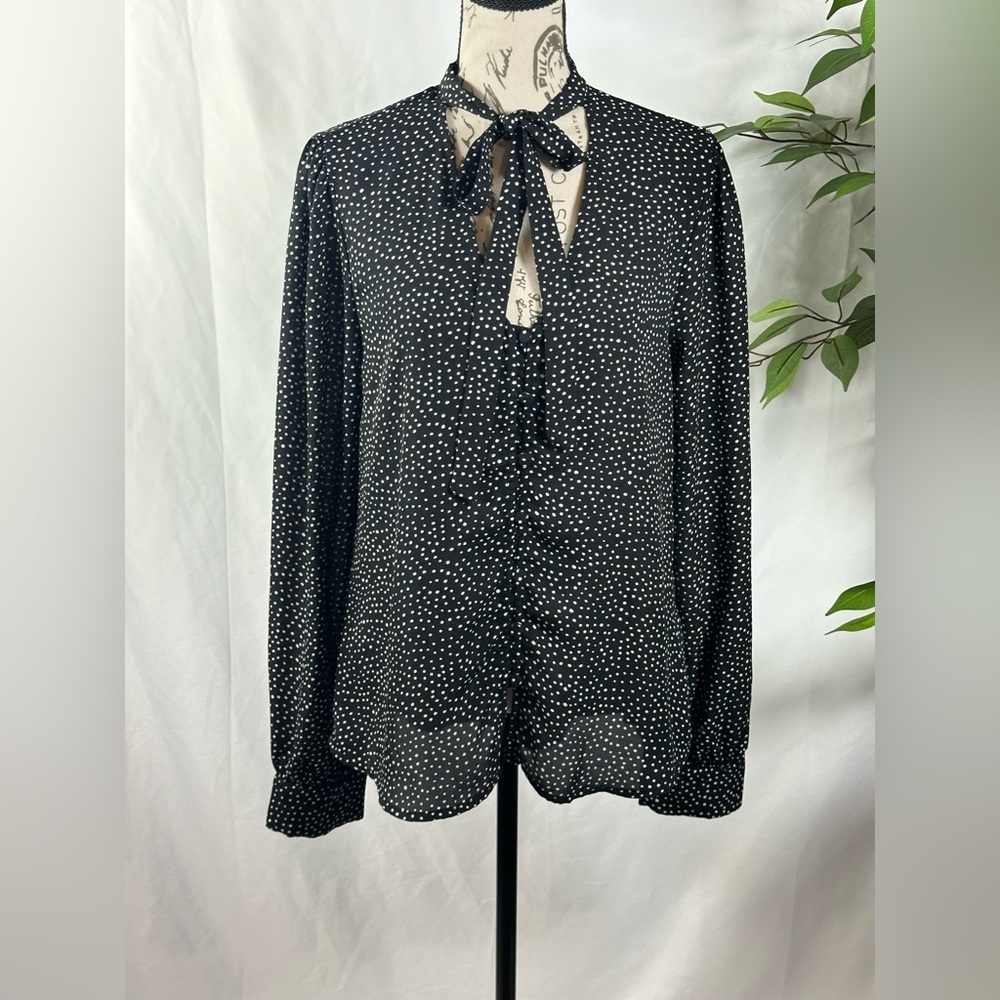 Lulu's Black and White Polka Dot Blouse - Picture 2 of 10